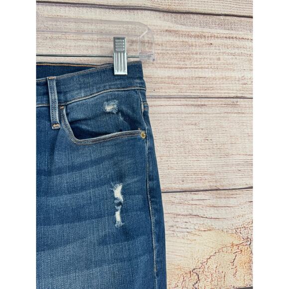 FRAME Denim Distressed Le High Skinny Crop Jeans Women's 27 Blue Medium Wash - Picture 7 of 14